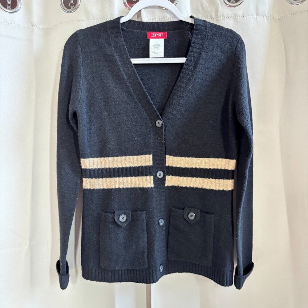 Vtg Express Cardigan Lambswool Y2K Button Academia Medium Preppy Retro 19235‎